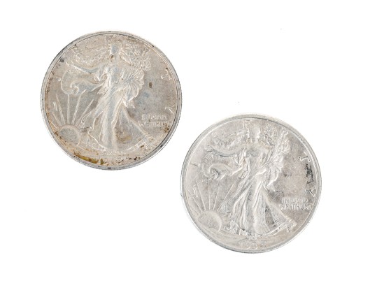 Lot Of Two Walking Liberty Half Dollars, 1918 And 1934