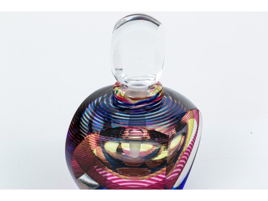 Kit Karbler And Michael Davis Stunning Art Glass Perfume Bottle, Pink And Purple Tones