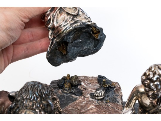 Yaacov Heller Iconic Lion And The Lamb Sterling Silver Clad Biblical Sculpture