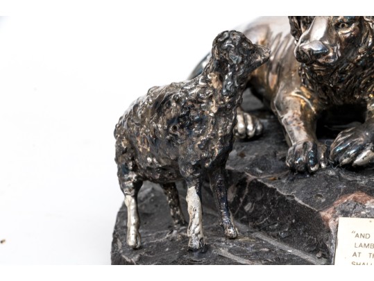 Yaacov Heller Iconic Lion And The Lamb Sterling Silver Clad Biblical Sculpture
