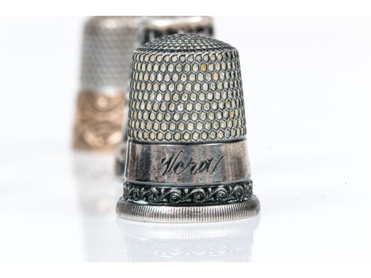 Lot Of Attractive Vintage And Antique Sterling Silver Thimbles, Assorted Styles