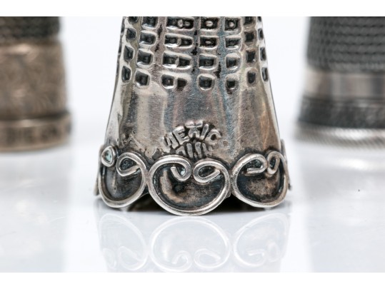 Lot Of Attractive Vintage And Antique Sterling Silver Thimbles, Assorted Styles