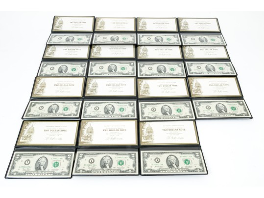 Fifteen 2003 $2 Green Seal Bills