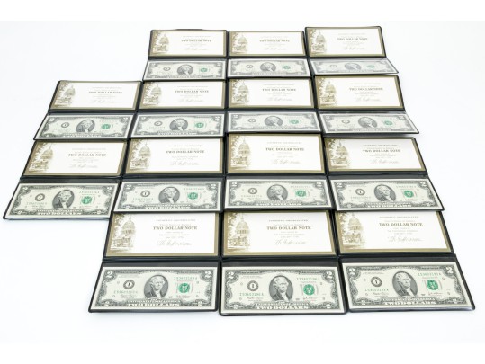 Fourteen 2003 Green Seal $2 Bills