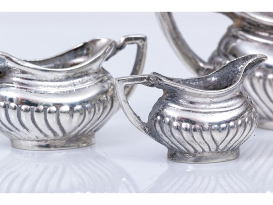 English Sterling Silver Diminutive Miniature Five Piece Tea Set