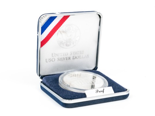 Five 1991-S U.S. 50th Anniversity USO Silver Dollar Coins