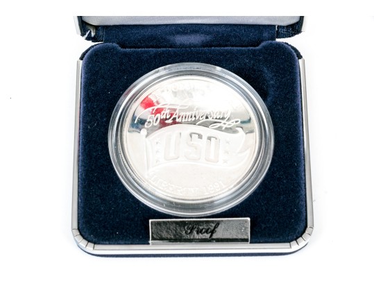 Five 1991-S U.S. 50th Anniversity USO Silver Dollar Coins