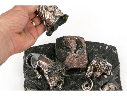 Yaacov Heller Iconic Lion And The Lamb Sterling Silver Clad Biblical Sculpture