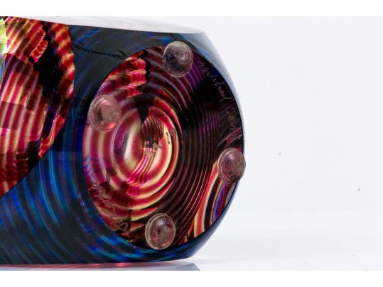 Kit Karbler And Michael Davis Stunning Art Glass Perfume Bottle, Pink And Purple Tones