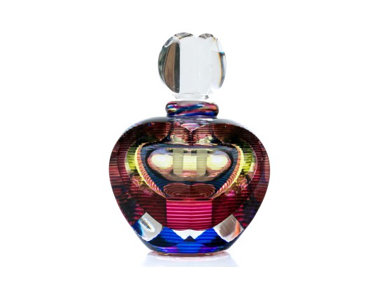 Kit Karbler And Michael Davis Stunning Art Glass Perfume Bottle, Pink And Purple Tones