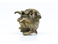 Striking Groteque Form Inkwell, With Complementary Mother-of-pearl Writing Instruments