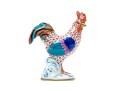 Herend Medium Sized Handsome Rooster With Multi-color Tail Feathers, Rust Fish Scale Design