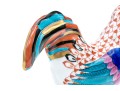 Herend Medium Sized Handsome Rooster With Multi-color Tail Feathers, Rust Fish Scale Design