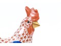 Herend Medium Sized Handsome Rooster With Multi-color Tail Feathers, Rust Fish Scale Design