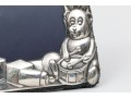 Sterling Silver English Baby Frame, Animal Motifs, With A Blue Backing