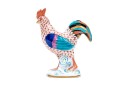 Herend Medium Sized Handsome Rooster With Multi-color Tail Feathers, Rust Fish Scale Design
