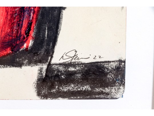 Surrealistic Style Mixed Media On Paper, Reclined Figure, Signed Stein