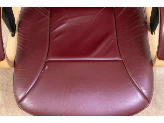 Vintage Burgundy Vegan Leather Desk Chair