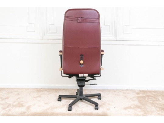 Vintage Burgundy Vegan Leather Desk Chair