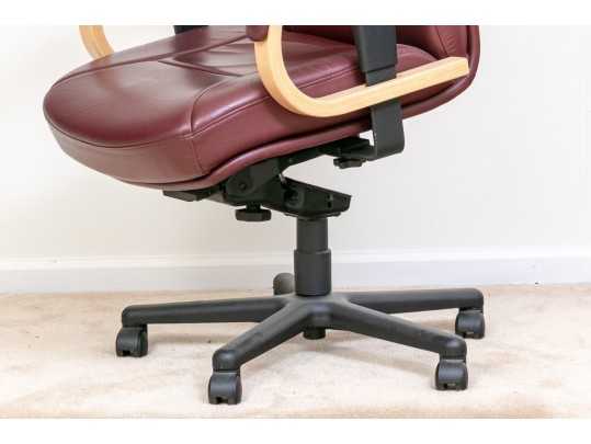 Vintage Burgundy Vegan Leather Desk Chair