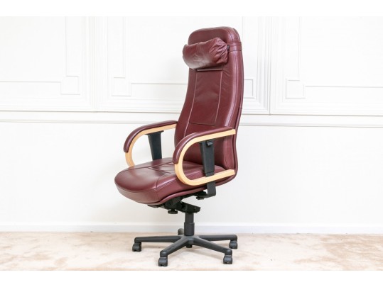 Vintage Burgundy Vegan Leather Desk Chair