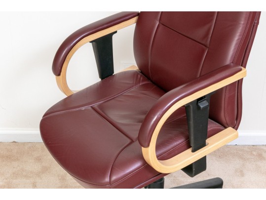 Vintage Burgundy Vegan Leather Desk Chair