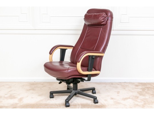 Vintage Burgundy Vegan Leather Desk Chair