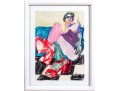 Surrealistic Style Mixed Media On Paper, Reclined Figure, Signed Stein