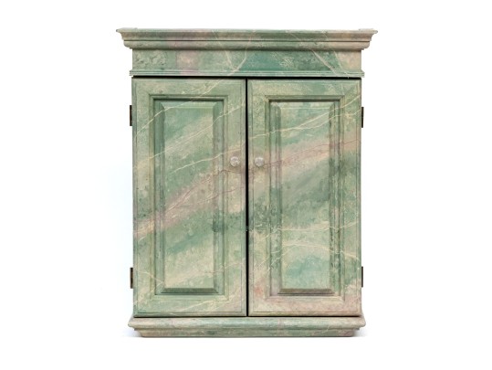 Decorative Faux Marble Painted Wooden Wall Mounted Cabinet