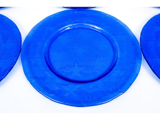 Wonderful Set Of 8 Cobalt Glass Chargers
