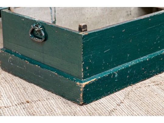 Antique Trunk In Green Paint