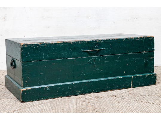 Antique Trunk In Green Paint