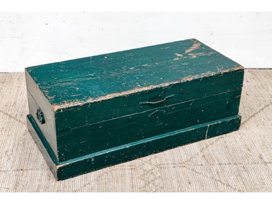 Antique Trunk In Green Paint
