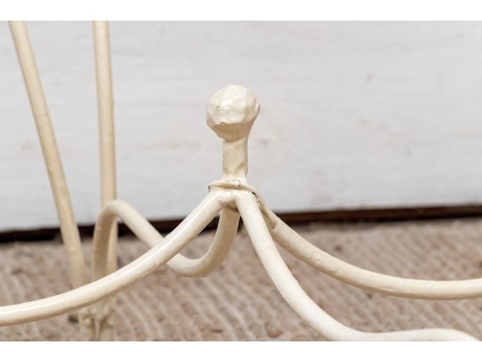 Pair Of Vintage White Painted Metal Peacock Chairs 