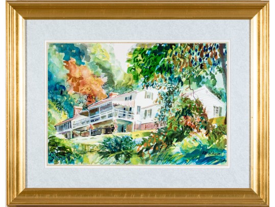 LEE W. HUGHES (American, 1931-2014) Watercolor, Country Estate