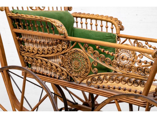 19th Century Rattan Baby Pram By Haywood Wakefield