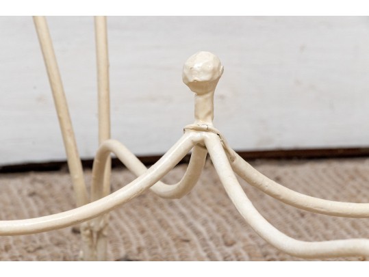Pair Of Vintage White Painted Metal Peacock Chairs 