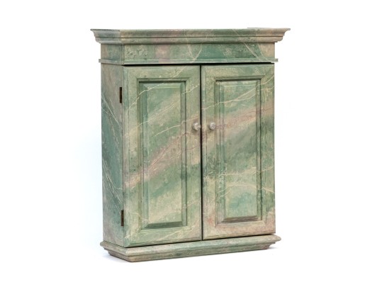 Decorative Faux Marble Painted Wooden Wall Mounted Cabinet