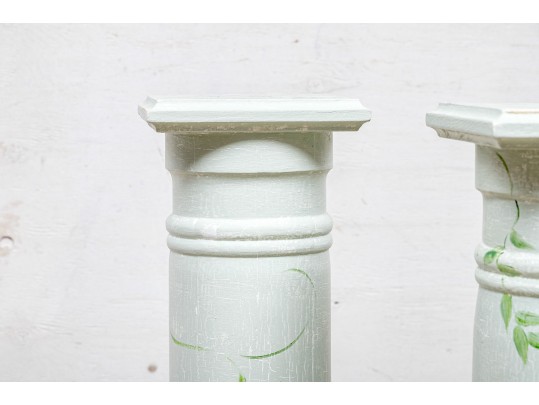 Set Of Four Paint Decorated Wood Pedestals