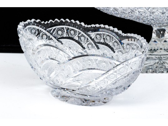Three Pieces American Cut Glass Tableware
