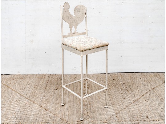 Vintage Paint Decorated Metal Counter Stool