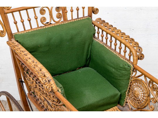 19th Century Rattan Baby Pram By Haywood Wakefield