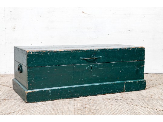 Antique Trunk In Green Paint