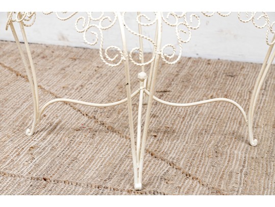 Pair Of Vintage White Painted Metal Peacock Chairs 