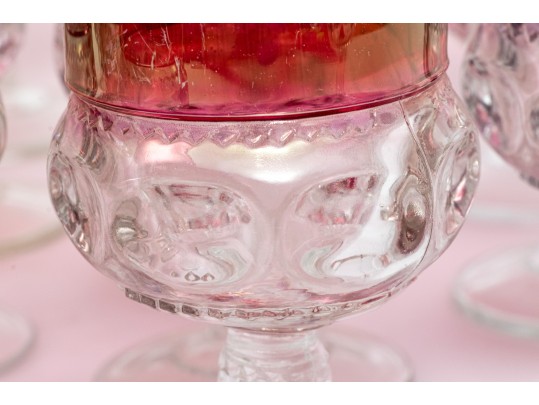 Large Collection Of Vintage Indiana Glass Kings Crown Glasses