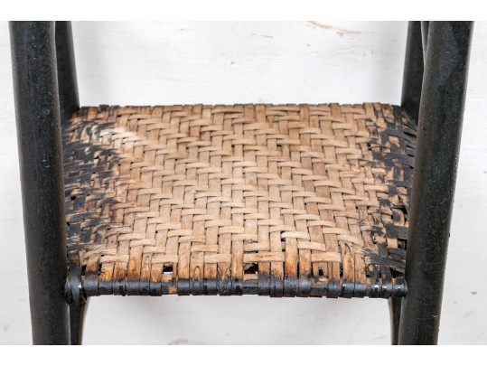 Antique Ladder Back Armchair In Black Paint