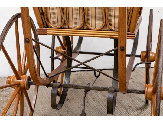 19th Century Rattan Baby Pram By Haywood Wakefield