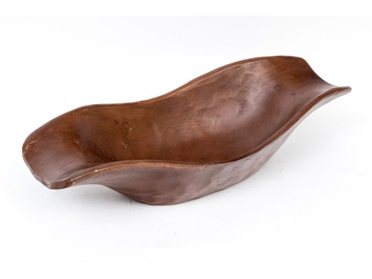 Large Pottery Barn Carved Wooden Bowl