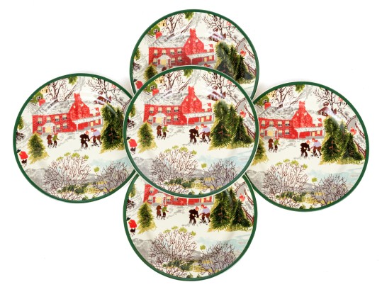 Set Of Eight Decorative Ceramic Salad Plates, Boxed
