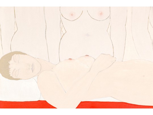 Thelma Feld, Oil On Canvas, Modern Composition With Female Nudes